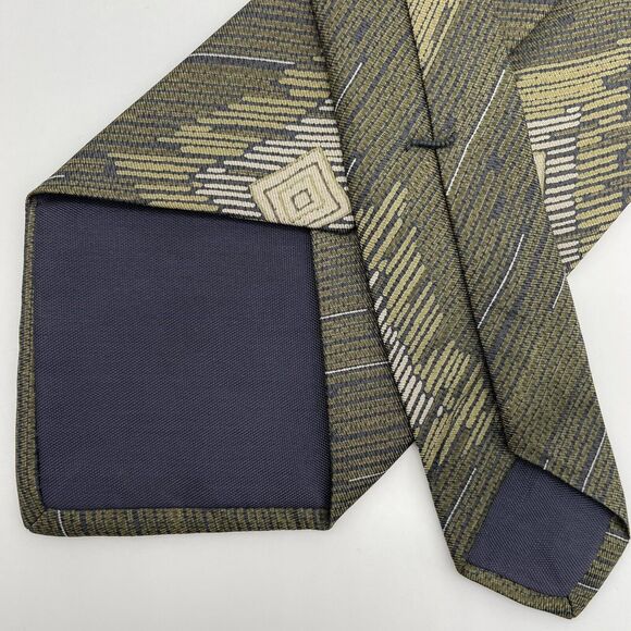 Giorgio Armani 100% Pure Silk Necktie Green Abstract Luxury Design Vintage Retro - Picture 12 of 16